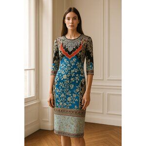 Alice + Olivia Delora Floral Sheath Midi Dress In Palace Daffodil